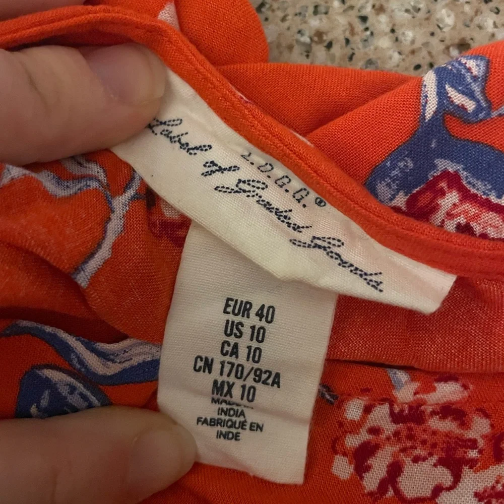 Adorable H&M long sleeve viscose orange floral print top - back buttons up, 10 - Picture 7 of 8